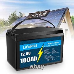 12V 100AH LiFePO4 Deep Cycle Lithium Battery for RV Marine Off-Grid Solar 5000+