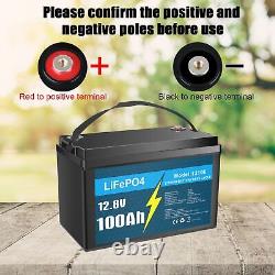 12V 100AH LiFePO4 Deep Cycle Lithium Battery for RV Marine Off-Grid Solar 5000+