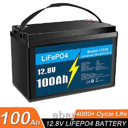 12V 100Ah LiFePO4 Deep Cycle Lithium Battery with 100A BMS for RV Solar Marine