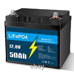 2 Pack 12V 50Ah LiFePO4 Lithium Battery with BMS, for RV Camping Marine Solar