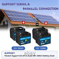 2 Pack 12V 50Ah LiFePO4 Lithium Battery with BMS, for RV Camping Marine Solar