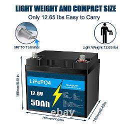 2 Pack 12V 50Ah LiFePO4 Lithium Battery with BMS, for RV Camping Marine Solar