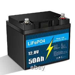 4 Pack 12V 50Ah LiFePO4 Deep Cycle Rechargeable Lithium Battery for RV Solar